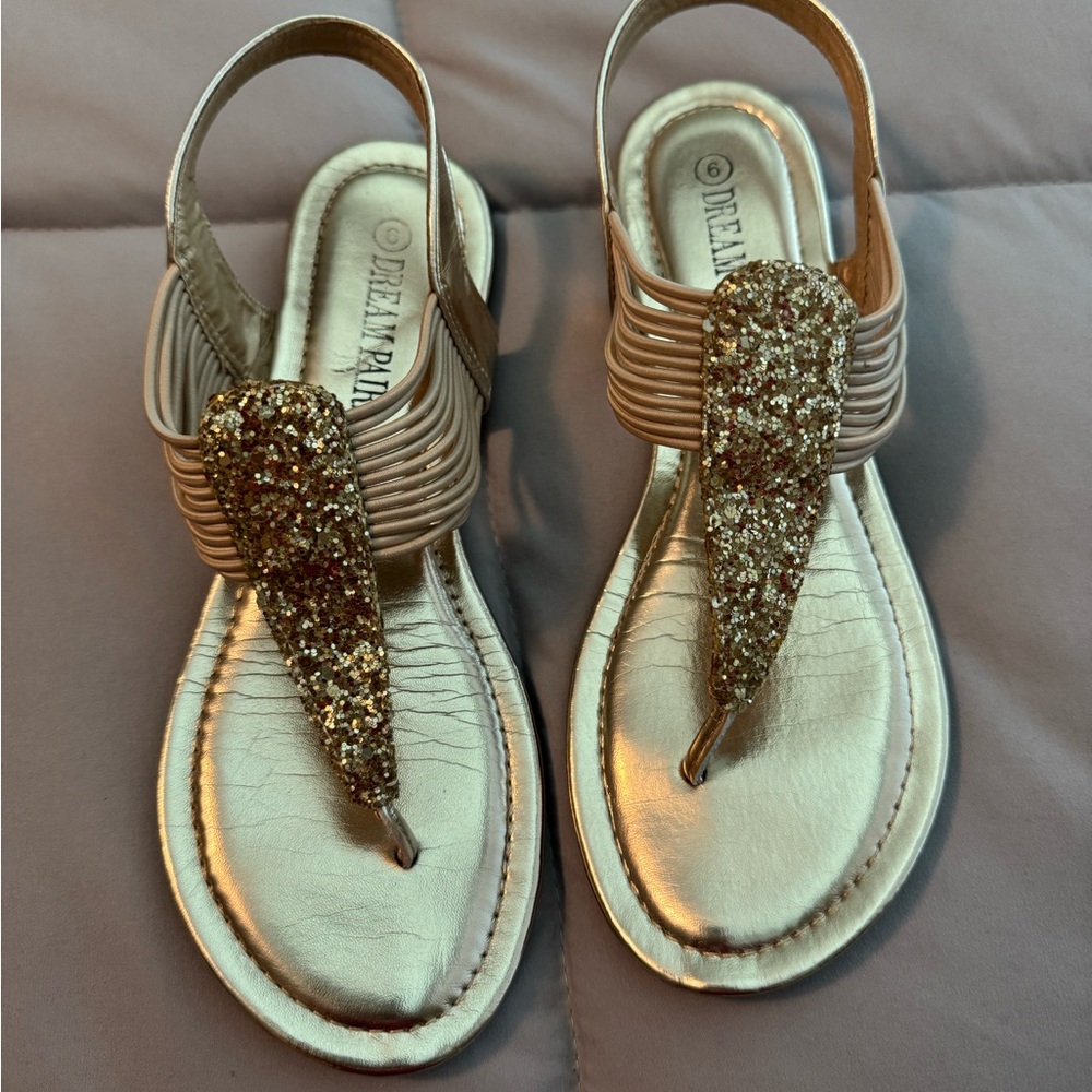Dream Pairs Gold Glitter Sandals for Women